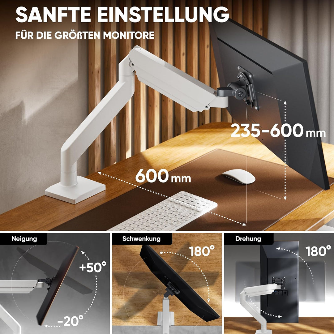 ONKRON Monitor Halterung Tisch für 15-42 Zoll Bildschirm bis 15 kg, Monitor Arm RGB mit USB und Type