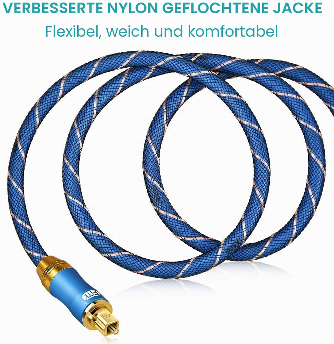 EMK Optisches Audiokabel Toslink zu Stecker SPDIF lichtleiterkabel (3 m) Blau 3 m, Blau 3 m