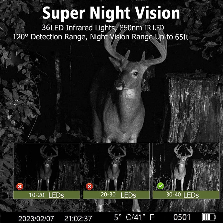Wildkamera WLAN mit Handyübertragung APP, 4K Video Wildtierkamera, 36MP Full HD WLAN Wildkamera mit