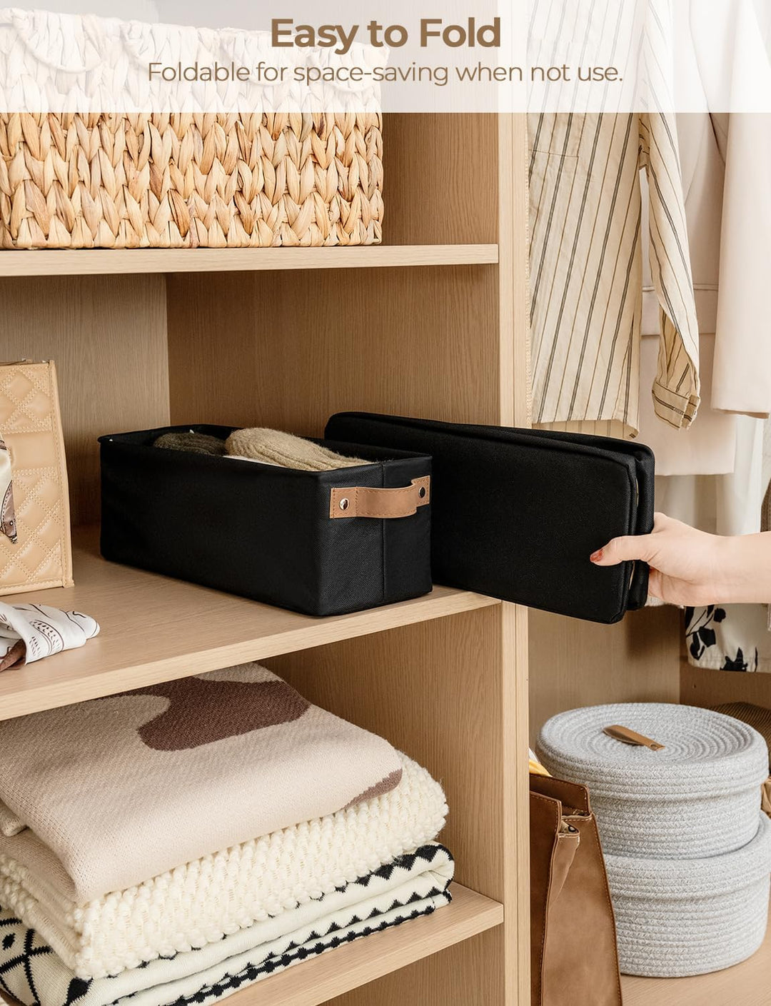 StorageWorks schmaler Aufbewahrungskorb Stoff, faltbarer Badezimmer Organizer zum Ordnen, lange Aufb