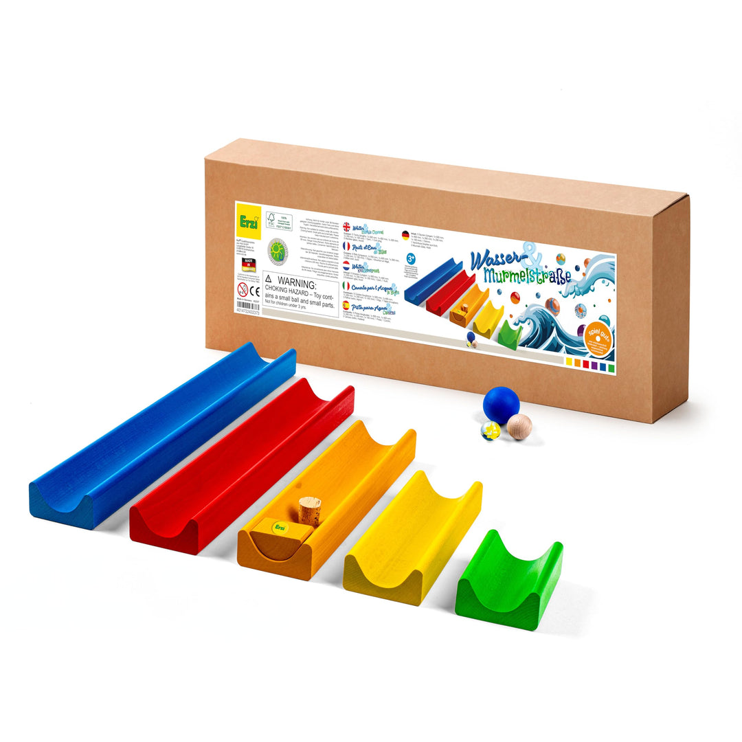 Erzi 43237 Wasser- und Murmelstrasse aus Holz, Kreativität, für drinnen und draussen für den Sandkas