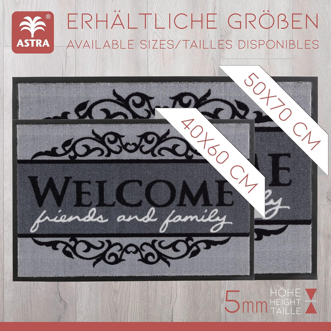 Astra rutschfeste Fussmatte Innen waschbar - Welcome 50 x 70 cm (Rechteckig), Welcome 50 x 70 cm (Re