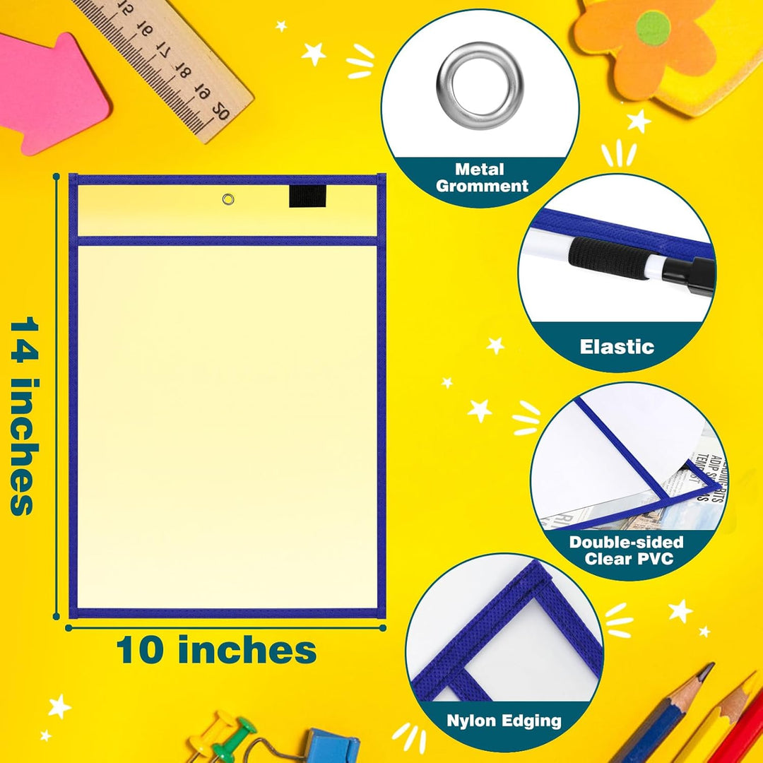 LVNRIDS 20 Stück Wiederverwendbar Trocken Abwischbar Taschen, 10 x 14 in Dry Erase Taschen Pockets,
