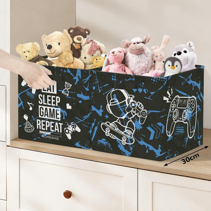 Clastyle 3 Stück Controller Aufbewahrungsbox Kinderzimmer Kallax Boxes Schwarz 30x30x30 cm, Schwarz