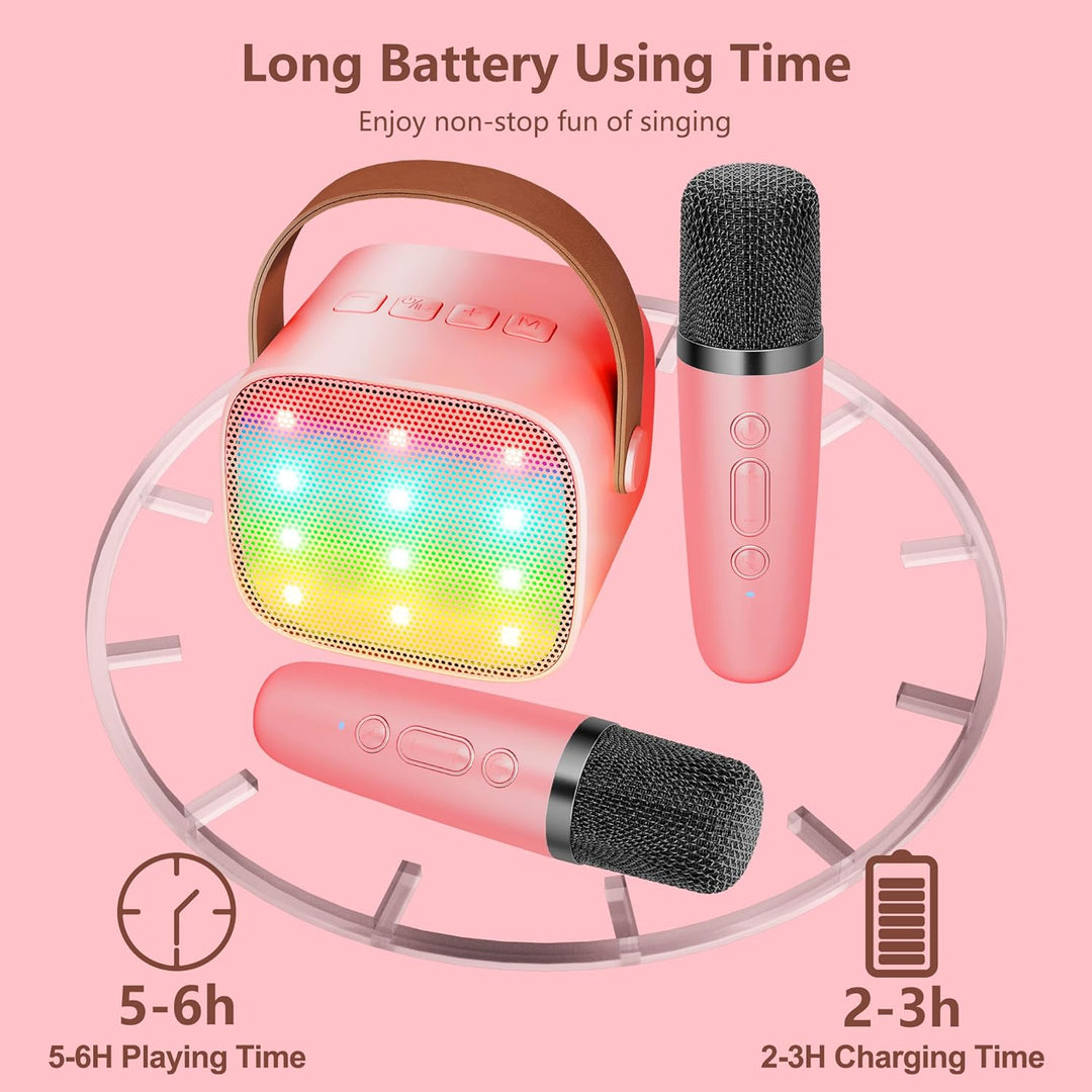 BONAOK Mikrofon Karaoke Spielzeug 2 Mikrofon, Bluetooth Karaokemaschinen für Kinder Erwachsene, Trag