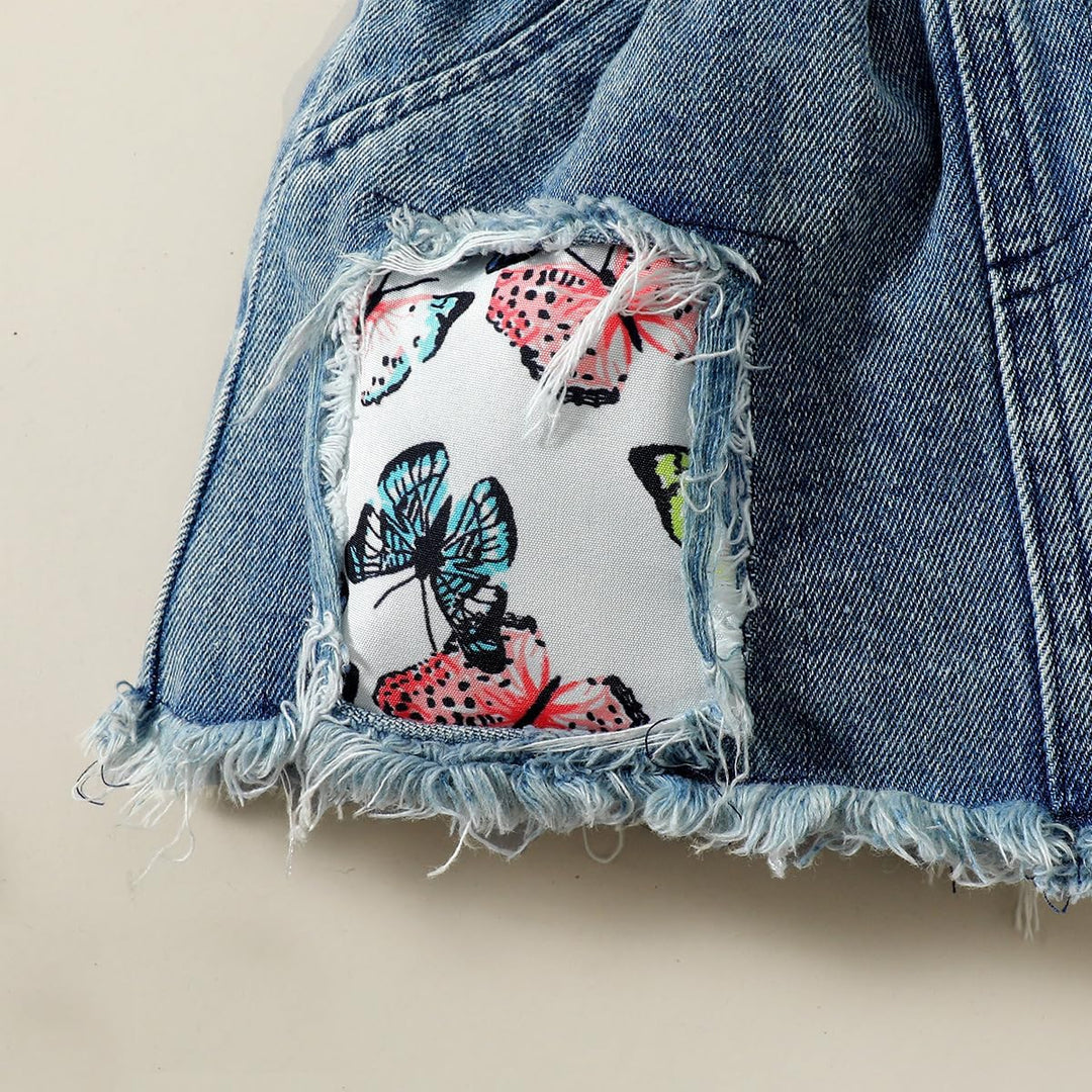Vestiti Set per Neonata Manica Corta/Lunga Stampa a Lettere Tutina a Coste +Gonna in Denim Abbigliam