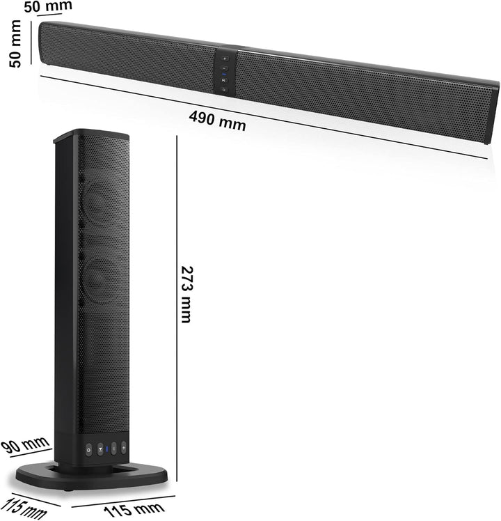 XORO 2in1-Bluetooth-Soundbar HSB 55 mit 4x5 Watt Leistung, kompaktes Design, als Separate Stereo-Lau