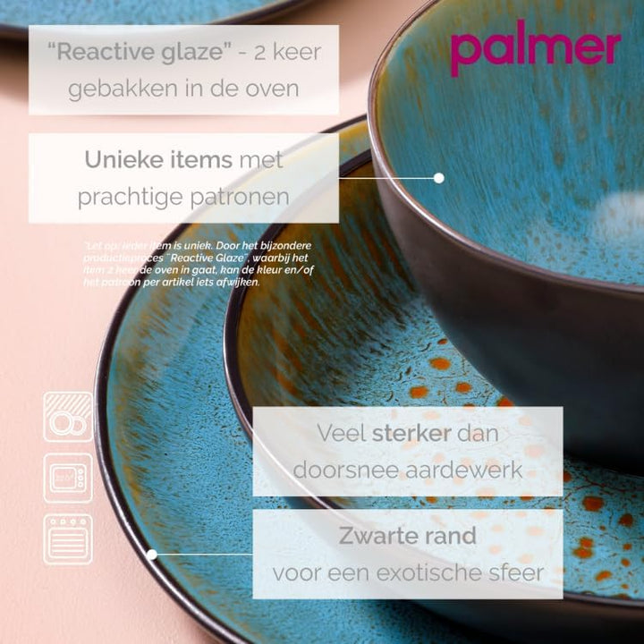 Palmer Geschirrset LOTUS 6 Personen, modernes Tafelservice 24-teilig, hochwertiges Kombiservice aus
