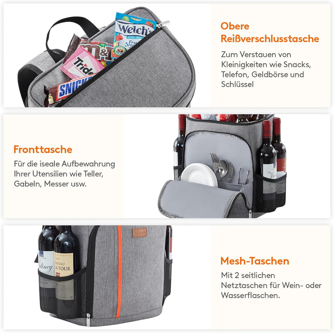 Lifewit 30L Kühlrucksack Auslaufsichere Kühltasche Rucksack wasserdichte Picknickrucksack Isolierte