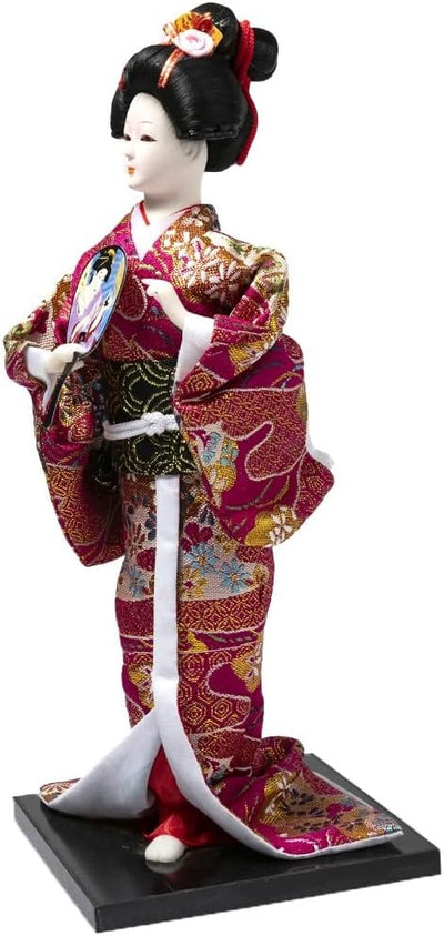 Asiatischer Puppe, japanische Dekoration, Geisha Kimono, Fuchsia, Fuchsia