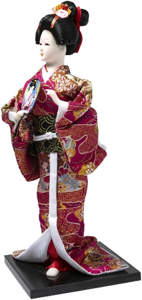 Asiatischer Puppe, japanische Dekoration, Geisha Kimono, Fuchsia, Fuchsia