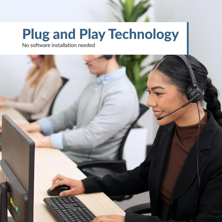 Cyber Acoustics Stereo-USB-Headset mit ENC (AC-204ENC) – Umgebungsgeräuschunterdrückung, Audio für A
