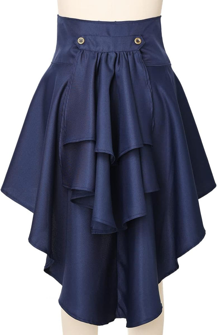 COSDREAMER Steampunk Damen Röcke Taillengürtel für Frauen Rüschen Piraten Korsett Kostüme,Blau, 32 B