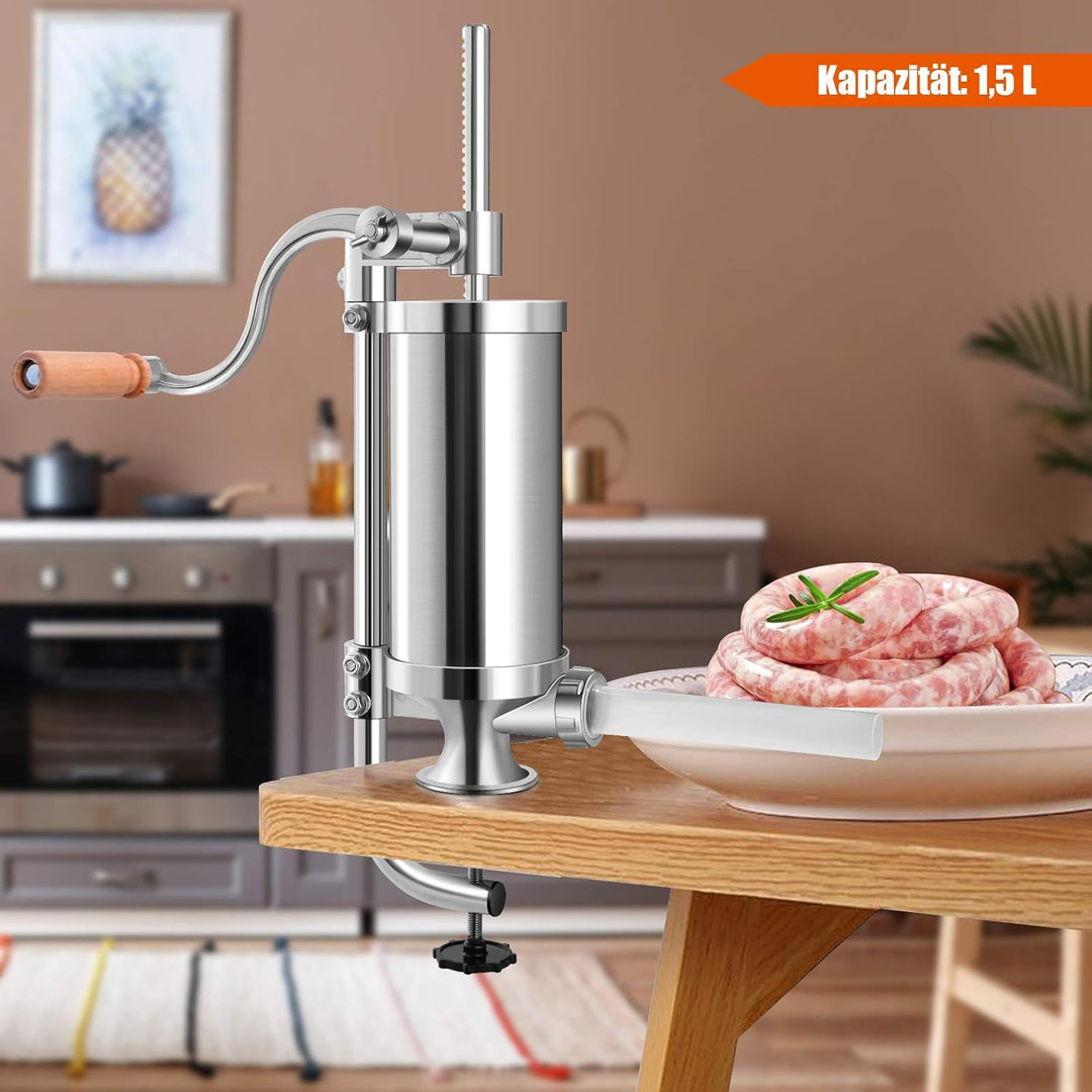 GOPLUS Wurstfüller aus Edelstahl, Wurstfüllmaschine Wurstmaschine Manuell, Wurstpress mit 4 verschie