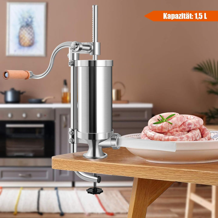 GOPLUS Wurstfüller aus Edelstahl, Wurstfüllmaschine Wurstmaschine Manuell, Wurstpress mit 4 verschie