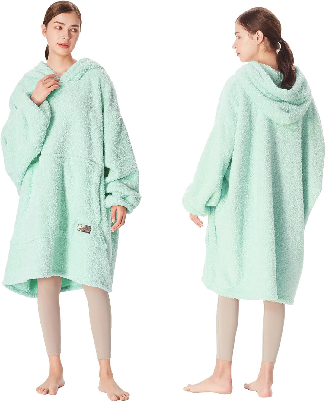 Catalonia Classy Tragbarer Oversize-Kapuzenpullover Decke, Kuschel Sherpa Decke Hoodie, Warm Throw B