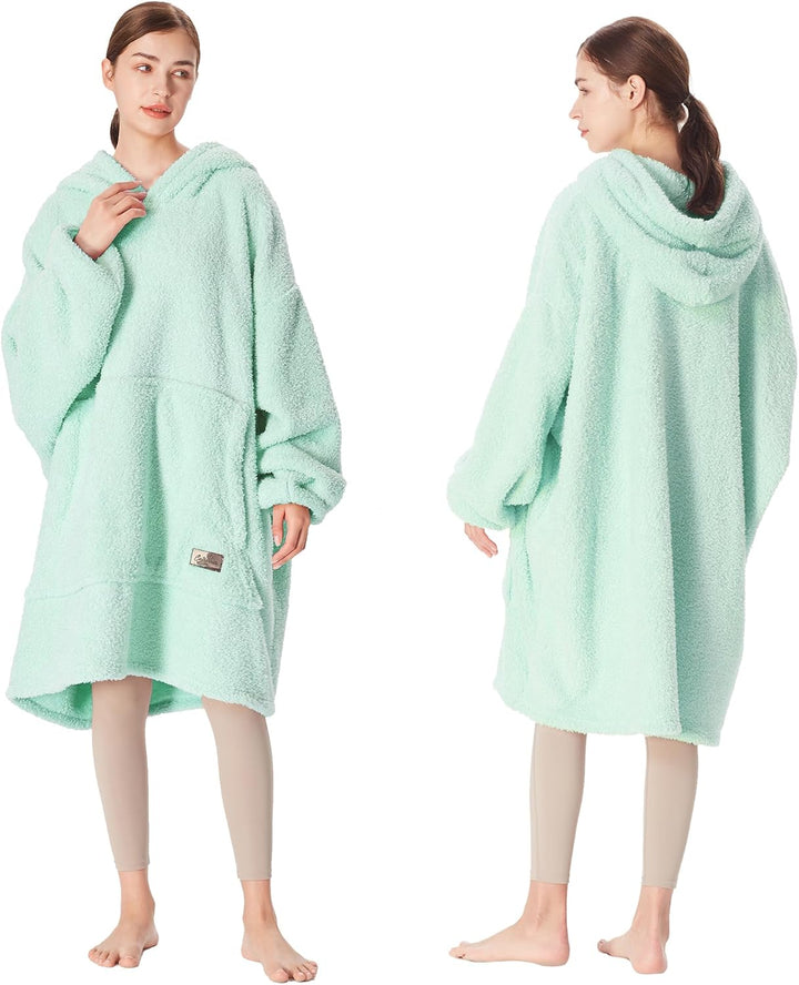 Catalonia Classy Tragbarer Oversize-Kapuzenpullover Decke, Kuschel Sherpa Decke Hoodie, Warm Throw B