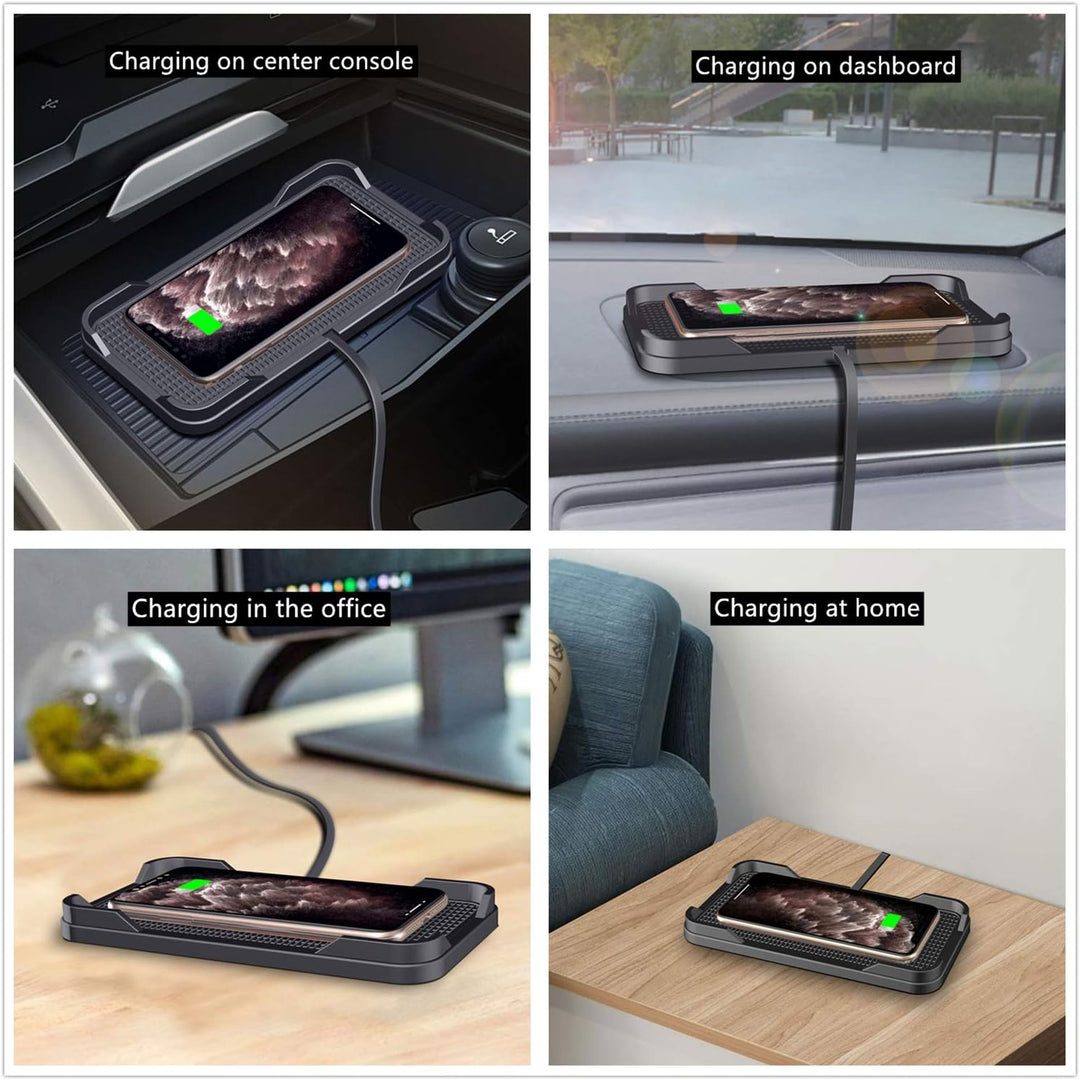 Wireless Charger Auto, Polmxs 15W Schnell Kabellose Ladestation Auto rutschfeste Matte Large Size La