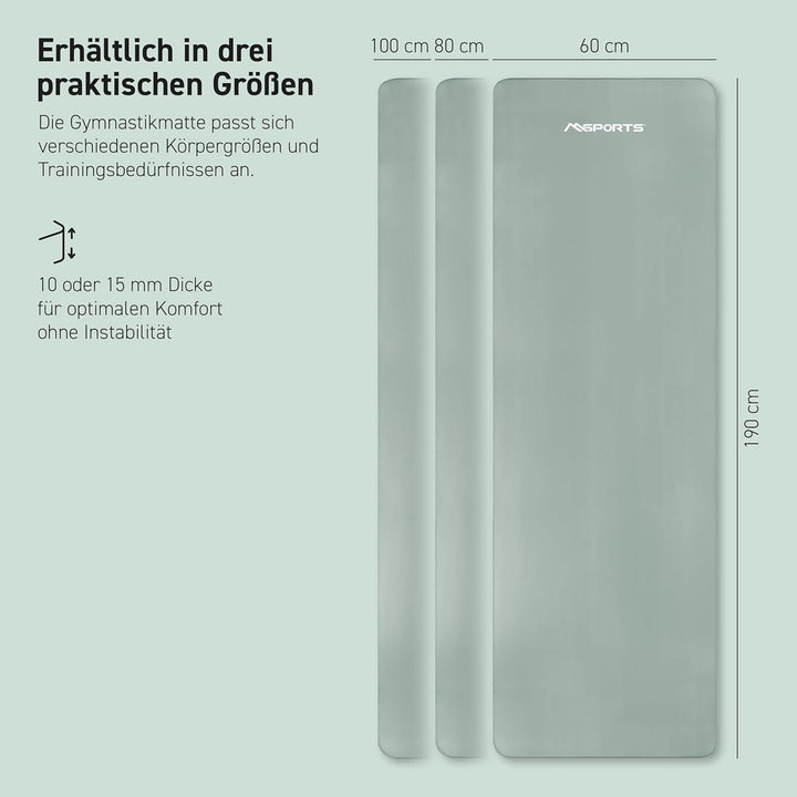 MSPORTS Gymnastikmatte Premium inkl. Tragegurt + Übungsposter + Workout App I Hautfreundliche Fitnes