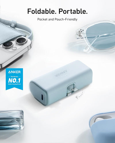 Anker 621 Powerbank mit integriertem Lightning-Stecker, 5.000 mAh MFi-zertifizierter 12W externer Ha