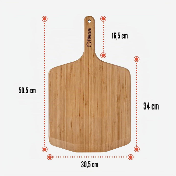 Chef Pomodoro Pizzaschieber – Pizzaschaufel – Pizzaheber aus Bambus – Pizzaschieber Holz – Pizzascha
