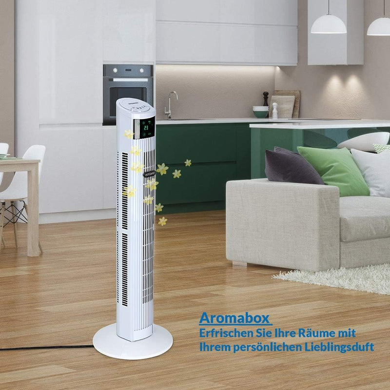 Monzana® Turmventilator mit Fernbedienung 3 Geschwindigkeitsstufen digitales Display weiss - Säulenv