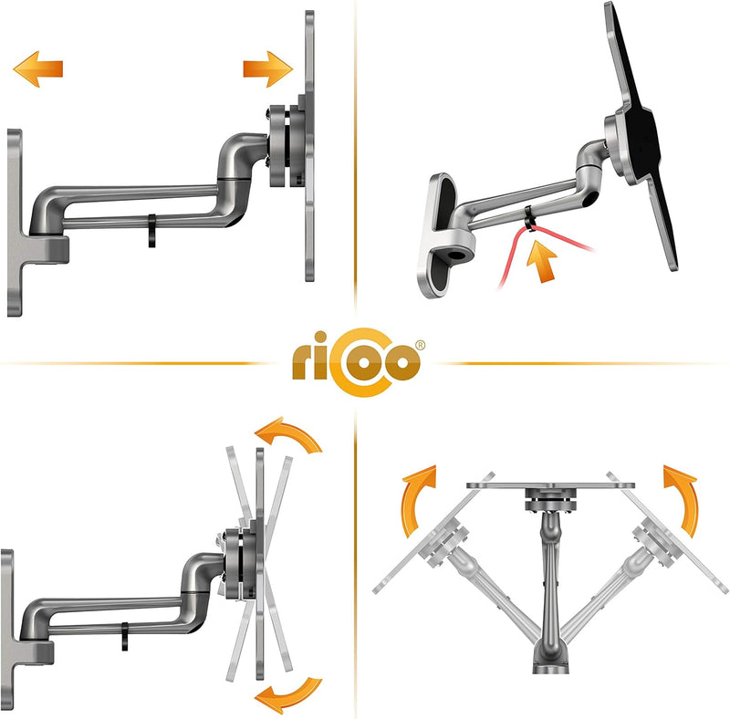 RICOO TÜV geprüfte TV Wandhalterung Fernseher Schwenkbar für 15-42 Zoll, Universal TV Halterung S202