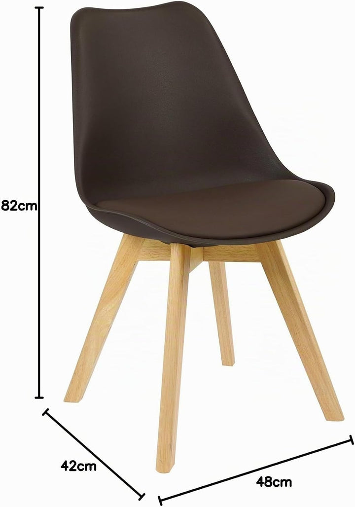 WOLTU 4er Set Esszimmerstühle Küchenstuhl Design Stuhl Esszimmerstuhl Kunstleder Holz Braun BH29br-4