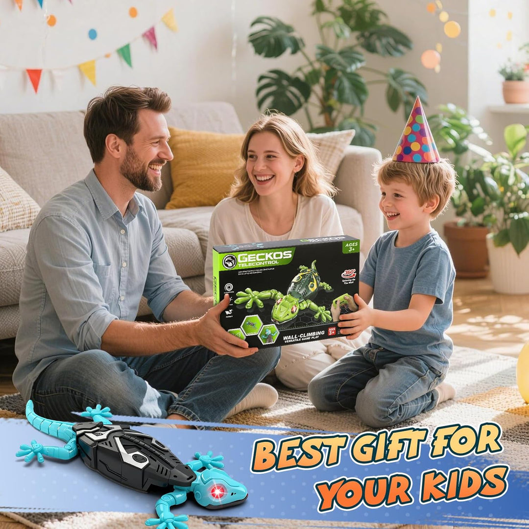 Wandkletternder Gecko Ferngesteuerter Spielzeug für Kinder – Wiederaufladbarer RC Klettergecko mit L