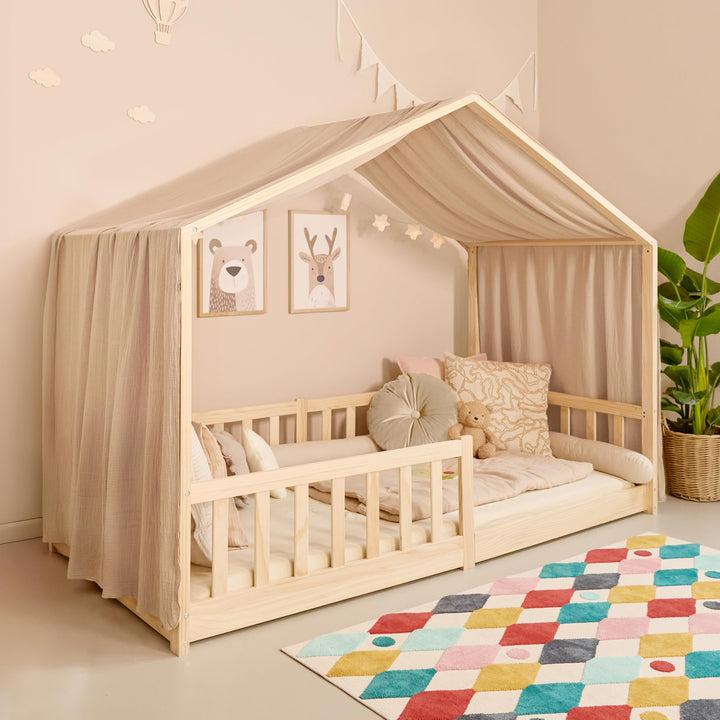 Hausbett Himmel – Aus weichem Musselin in 7 Farben – 100% Bio-Baumwolle – Traumhafte Hausbett Deko &