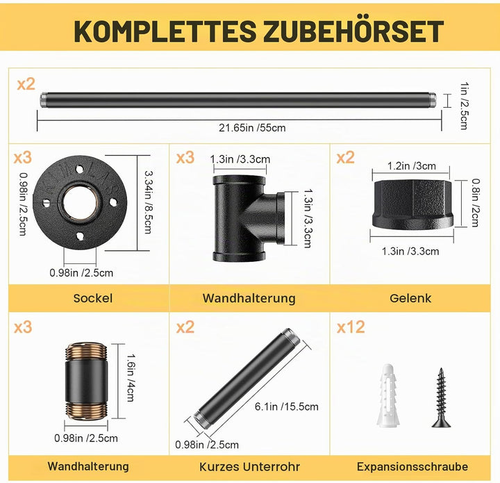 Handlauf für Treppen, Aomdom Handlauf Treppengeländer Innen und Aussen, Handlauf Schwarz mit Rutschf