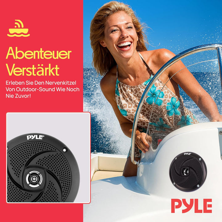 Pyle Marine Speakers - 5.25 Inch Low Profile Slim Style Waterproof Wakeboard Tower and Weather Resis