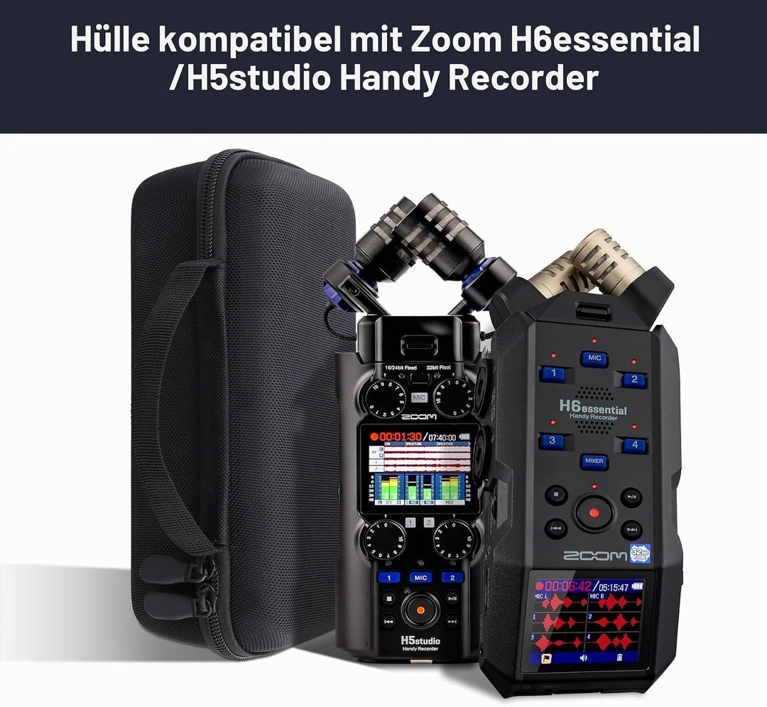 co2CREA Hart Reise Schutz Hülle Etui Tasche für Zoom H6studio /H5studio /H6essential 6-Spur 32-Bit F