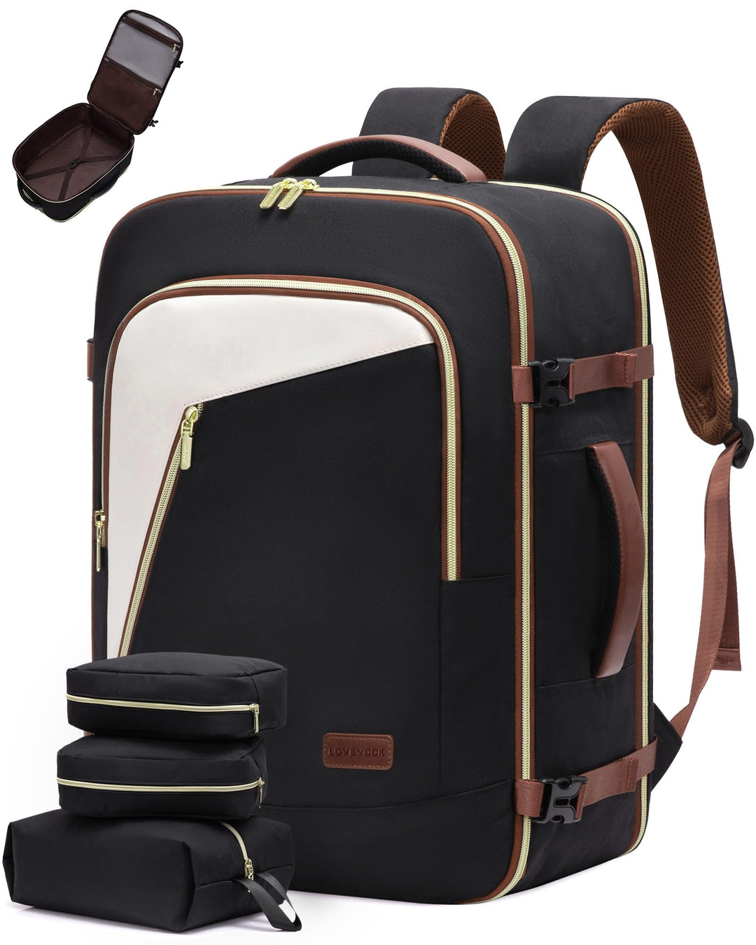 LOVEVOOK Handgepäck Rucksack Flugzeug, Gross Reiserucksack Damen 18 Zoll Laptop Rucksäcke, Travel Ba