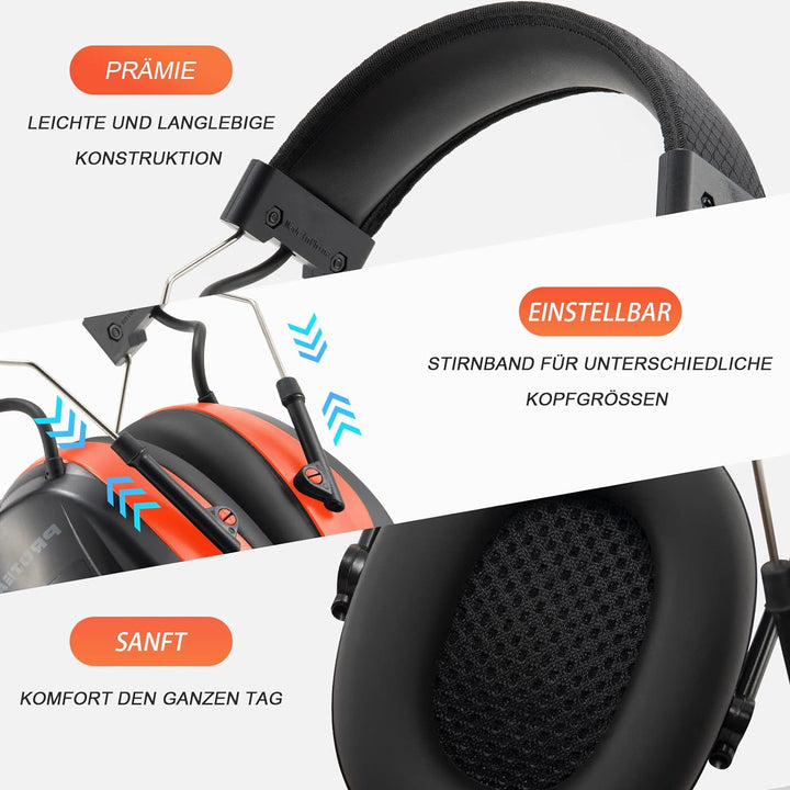 PROTEAR (Aktualisierte Versiont) Gehörschutz mit DAB + / FM-Radio und Bluetooth 5.2, kabellose Kopfh