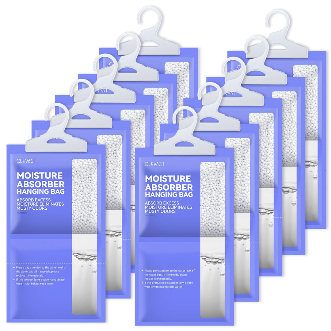 CLEVAST Luftentfeuchter Hängetaschen 10 Packungen, Feuchtigkeitsentferner Absorber, Luftentfeuchter