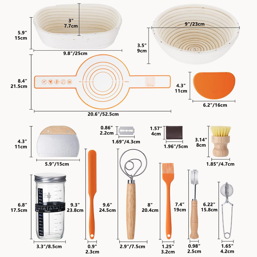 Gärkörbchen, Brotgärkorb-Set Für Sauerteig Starter Set, Gärkorb natürlichem Rattan, Sauerteig-Gärkor