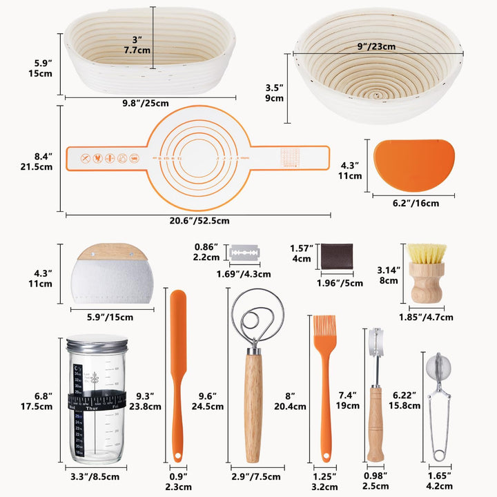 Gärkörbchen, Brotgärkorb-Set Für Sauerteig Starter Set, Gärkorb natürlichem Rattan, Sauerteig-Gärkor
