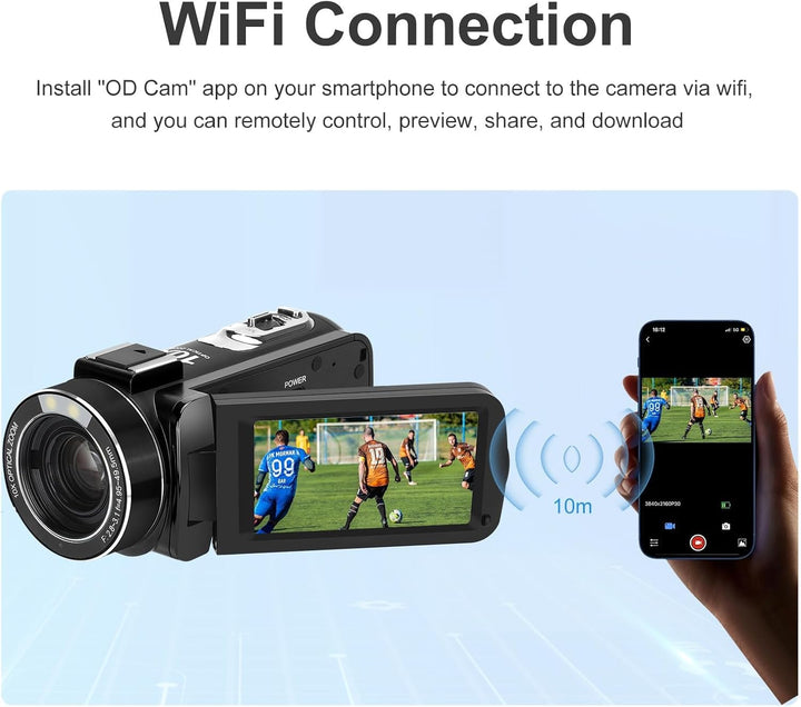 ORDRO 4K Videokamera Camcorder Ultra HD Camcorder mit 10-Fach Optischem Zoom & 120-fachem Digitalzoo