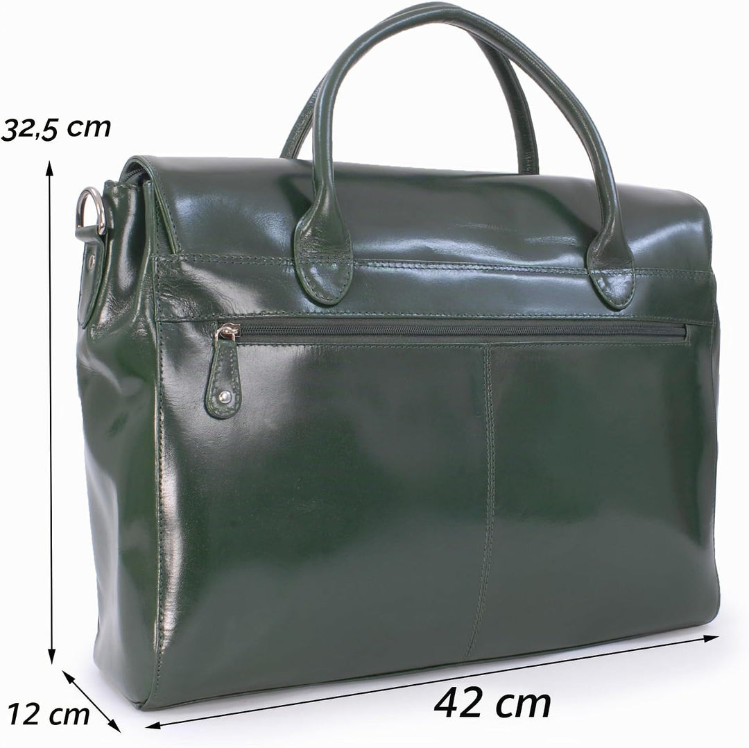 Catwalk Collection Handbags - Damen Leder Laptoptasche 17 Zoll - Arbeitstasche Extra Gross - Aktenta