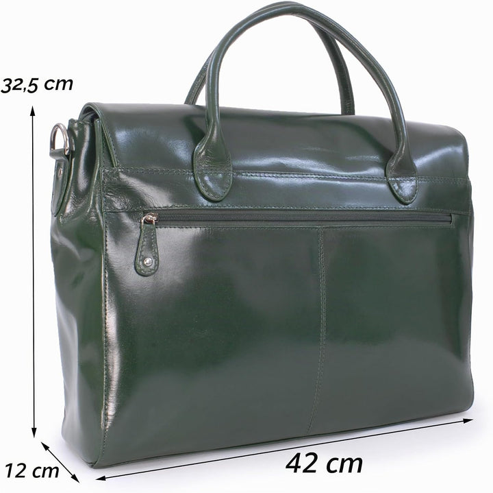 Catwalk Collection Handbags - Damen Leder Laptoptasche 17 Zoll - Arbeitstasche Extra Gross - Aktenta