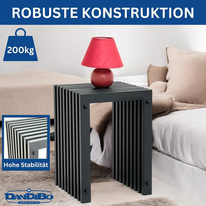 DanDiBo Lamellenhocker Hocker Metall Schwarz Eckig Base 45 cm Massiv Modern Beistelltisch Lamellen (