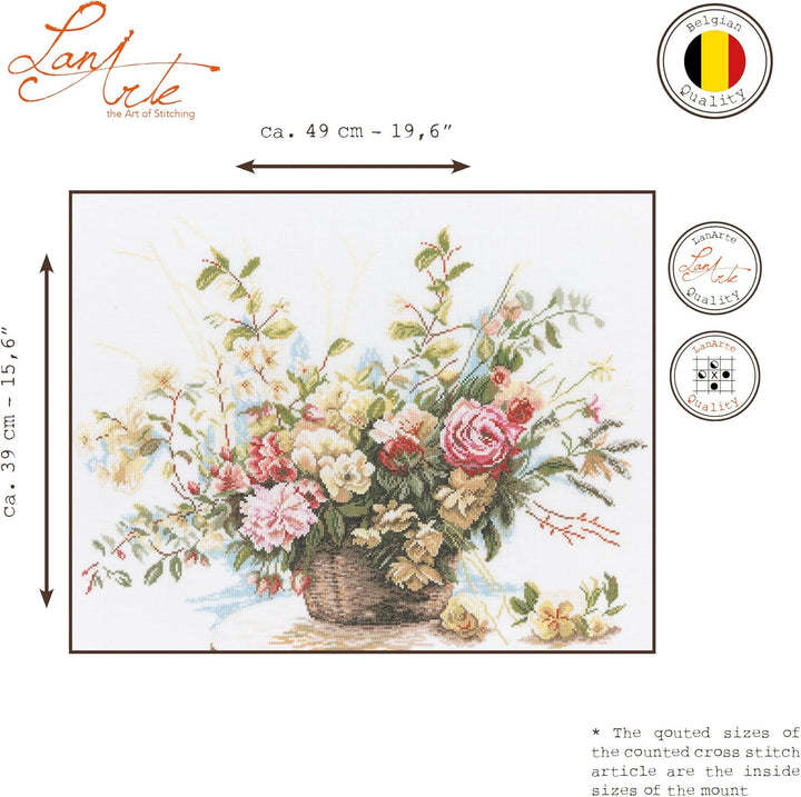 Lanarte Zählmusterpackung Rosen Kreuzstichpackung, Baumwolle, Mehrfarbig, 49 x 39 x 0.3 cm