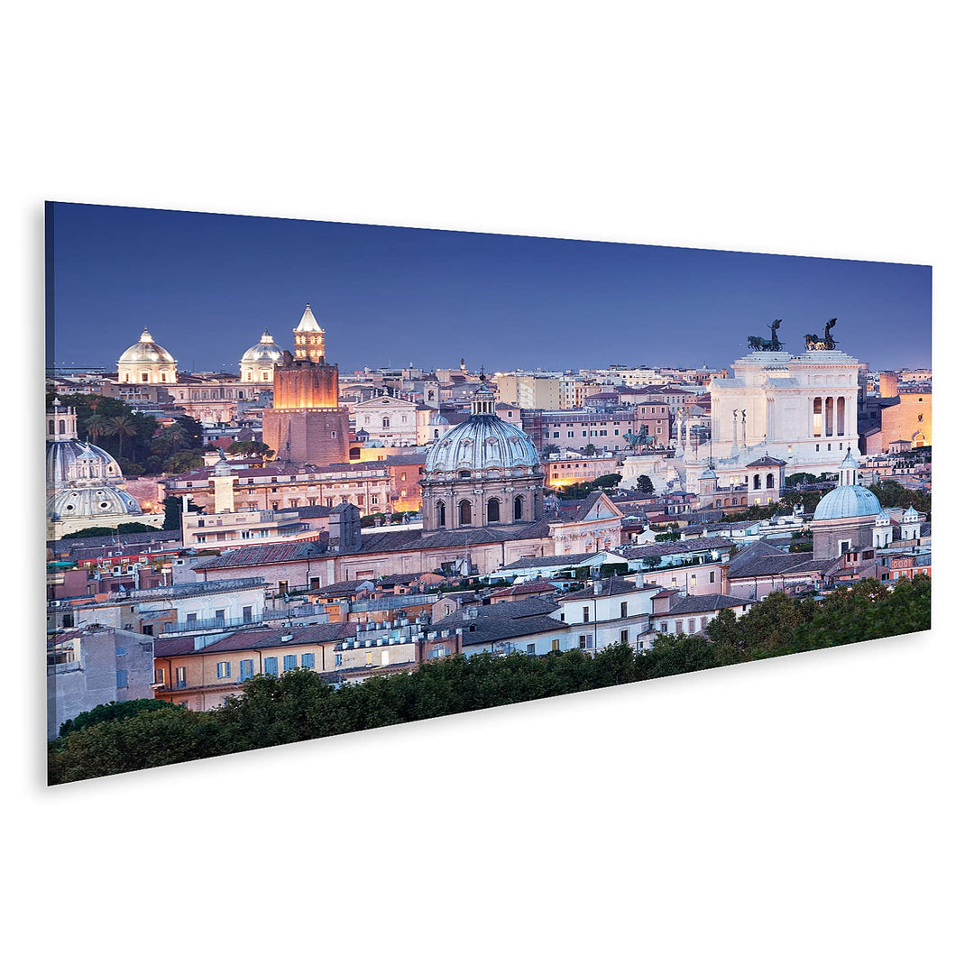 islandburner Bild auf Leinwand Rom Skyline Bei Nacht Italien Bilder Wandbilder Poster Leinwand 120x4