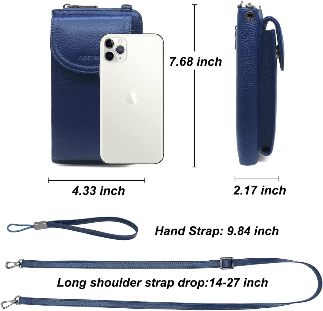 Handytasche zum Umhängen RFID Schutz Geldbeutel Damen Handy Umhängetasche Leder Viele Fächer Handy S