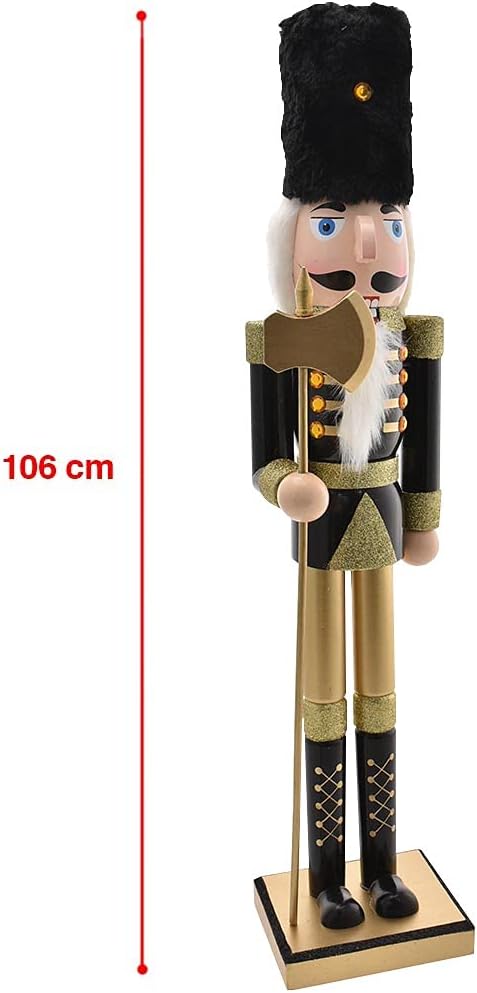 BAKAJI Riesiger hölzerner Nussknacker Soldat Weihnachtsnussknacker Höhe 106 cm Gemalte Kleider Bart