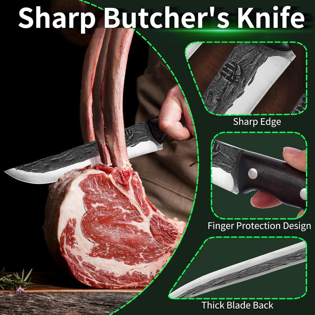 FULLHI Ausbeinmesser, Multi-Farben Griff Full Tang Küchenmesser, High Carbon Steel Carving Fishing D