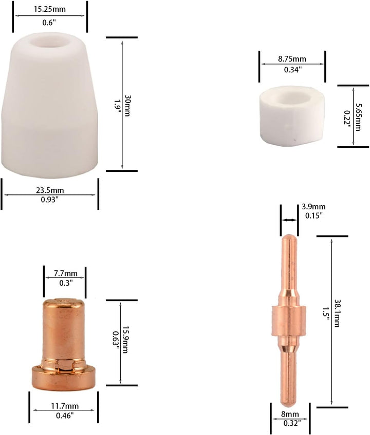 KERUE PT-31 Extended Air Plasma Schneiddüse Elektrode Verbrauchsmaterialien passend für CUT-40 CUT-5