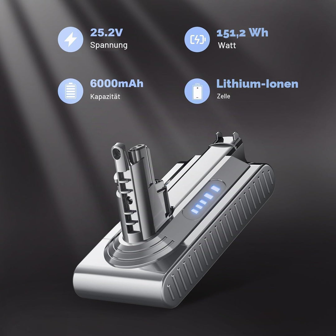 V10 Akku für Dyson, 6000mAh GGiking Ersatzakku für Dyson V10 SV12 Animal Absolute Motörhead Fluffy T