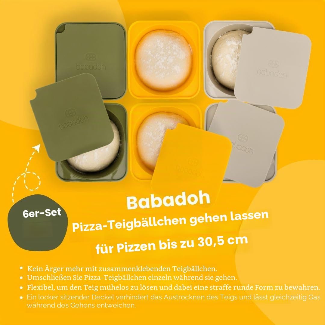 6er Set Babadoh Pizzateigbehälter und Deckel (multi) Mehrfarbig, Mehrfarbig